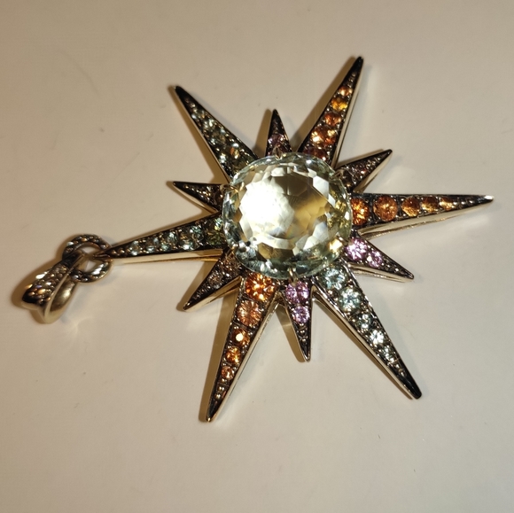 H Stern 18K Gold Diamond Sapphires Star XL Pendant - Picture 6 of 14